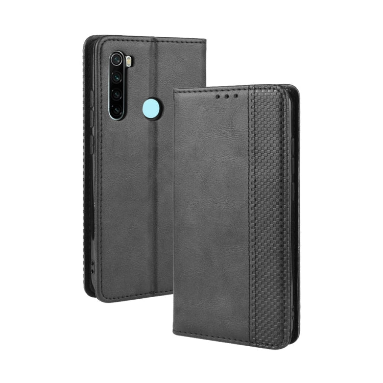 For Xiaomi Redmi Note 8 Magnetic Buckle Retro Crazy Horse Texture Horizontal Flip Leather Case  , with Holder & Card Slots & Photo Frame(Black) - Xiaomi Cases by PMC TechLife | Online Shopping South Africa | PMC TechLife
