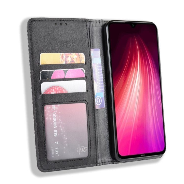 For Xiaomi Redmi Note 8 Magnetic Buckle Retro Crazy Horse Texture Horizontal Flip Leather Case  , with Holder & Card Slots & Photo Frame(Black) - Xiaomi Cases by PMC TechLife | Online Shopping South Africa | PMC TechLife
