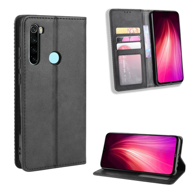 For Xiaomi Redmi Note 8 Magnetic Buckle Retro Crazy Horse Texture Horizontal Flip Leather Case  , with Holder & Card Slots & Photo Frame(Black) - Xiaomi Cases by PMC TechLife | Online Shopping South Africa | PMC TechLife