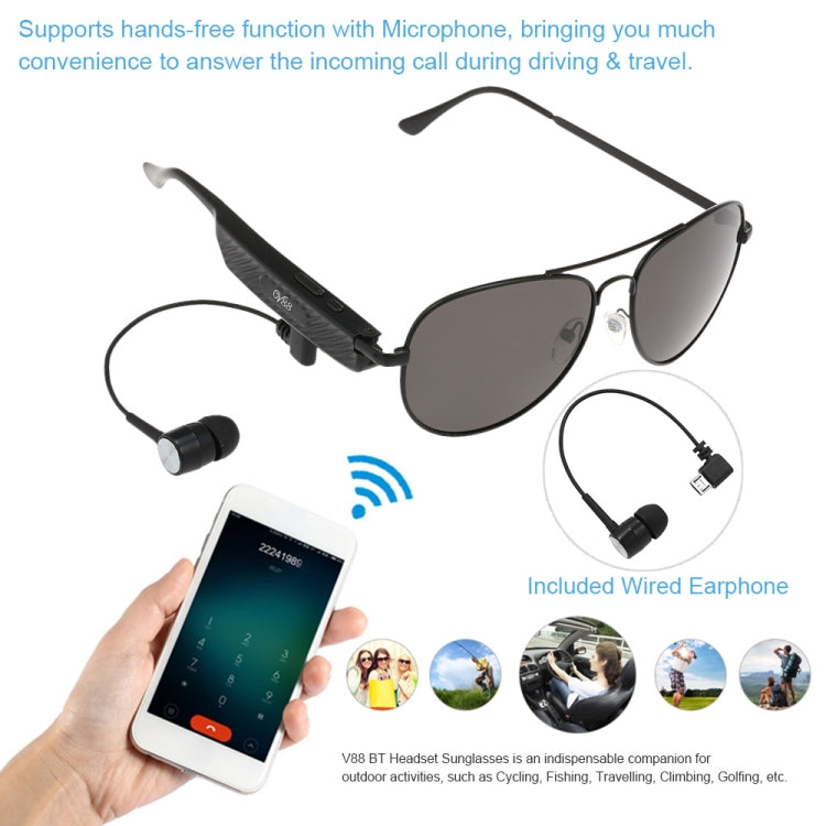 Y88 Wireless Earphone Bluetooth Headset Sunglasses Music Headphones Smart Glasses Earbud Hands-free with Mic - Bluetooth Earphone by PMC TechLife | Online Shopping South Africa | PMC TechLife