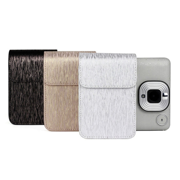 Richwell Brushed Camera Case PU Leather Case for Fujifilm Instax Mini Liplay Instant Camera(White)