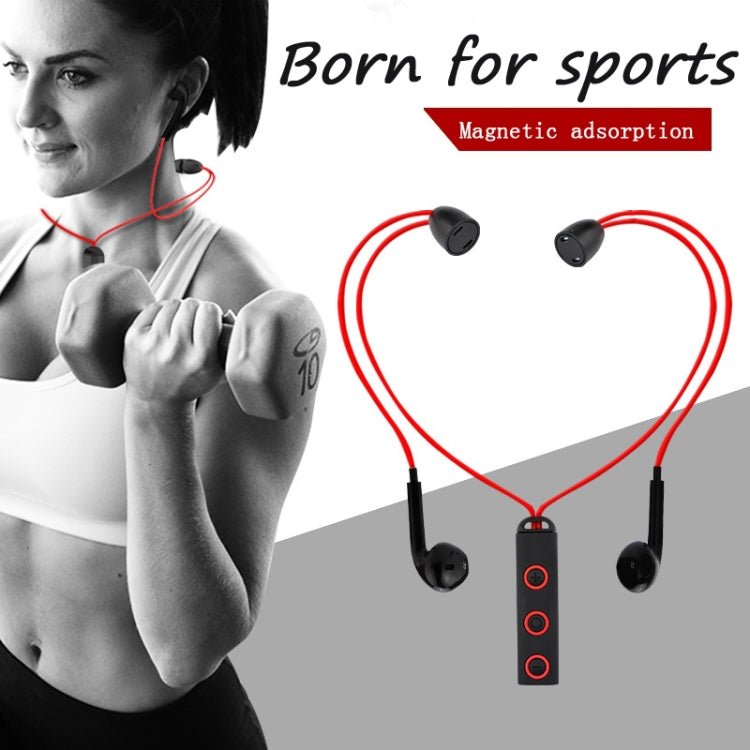 BT313 Magnetic Earbuds Sport Wireless Headphone Handsfree bluetooth HD Stereo Bass Headsets with Mic(Red)