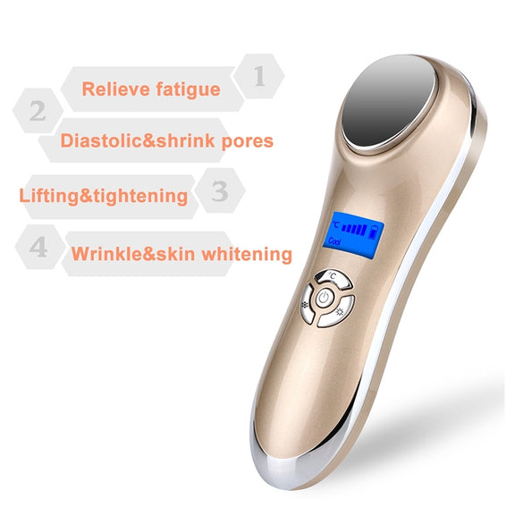 OFY-7901 Ultrasonic Cryotherapy Hot Cold Hammer Facial Lifting Vibration Massager Face Body Import Export Face Care Beauty Machine(White)