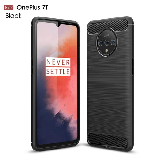 For Oneplus 7T Brushed Texture Carbon Fiber TPU Case(Black) - OnePlus Cases by PMC Jewellery | Online Shopping South Africa | PMC Jewellery | Buy Now Pay Later Mobicred