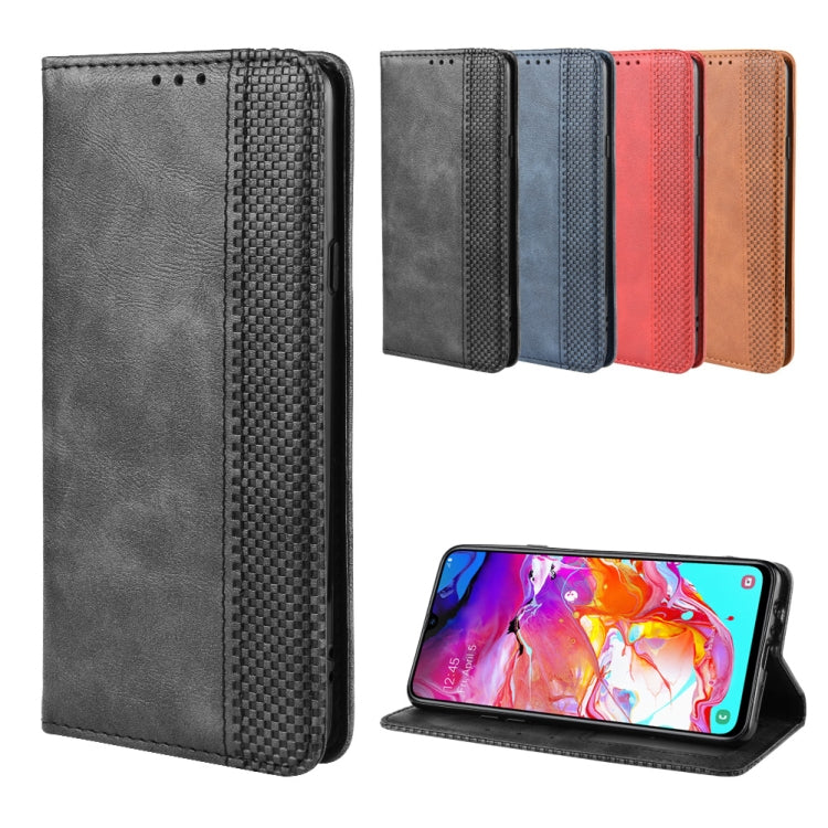 For Galaxy A20s  Magnetic Buckle Retro Crazy Horse Texture Horizontal Flip Leather Case  , with Holder & Card Slots & Photo Frame(Black) - Galaxy Phone Cases by PMC TechLife | Online Shopping South Africa | PMC TechLife