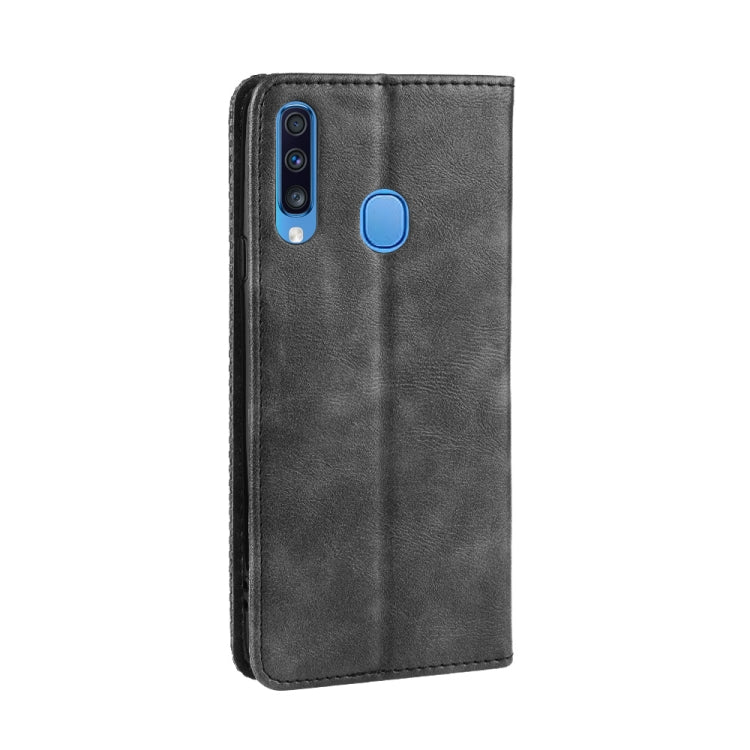 For Galaxy A20s  Magnetic Buckle Retro Crazy Horse Texture Horizontal Flip Leather Case  , with Holder & Card Slots & Photo Frame(Black) - Galaxy Phone Cases by PMC TechLife | Online Shopping South Africa | PMC TechLife
