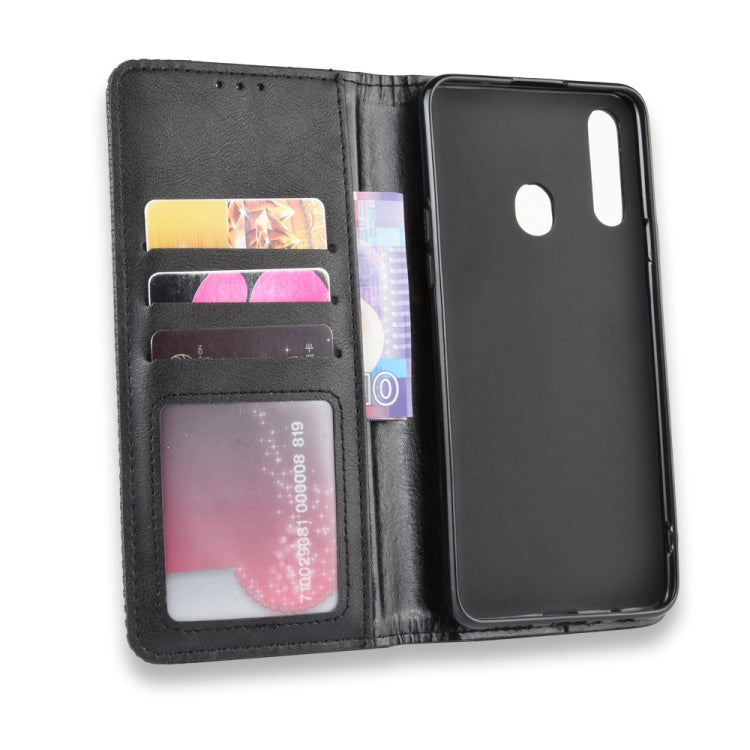For Galaxy A20s  Magnetic Buckle Retro Crazy Horse Texture Horizontal Flip Leather Case  , with Holder & Card Slots & Photo Frame(Black) - Galaxy Phone Cases by PMC TechLife | Online Shopping South Africa | PMC TechLife