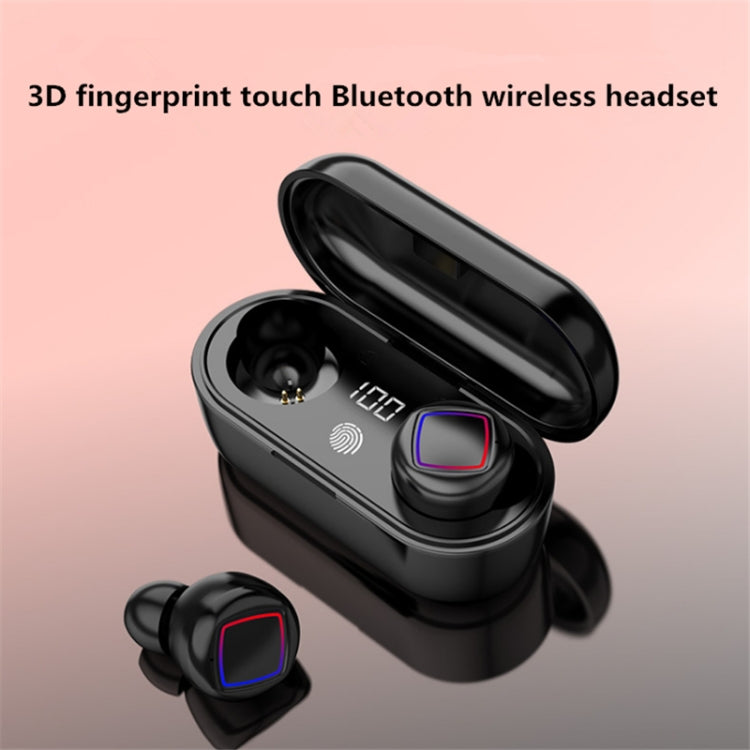TWS Fingerprint Touch Bluetooth Headset LED Battery Display With Charging Bin(Black) - TWS Earphone by PMC TechLife | Online Shopping South Africa | PMC TechLife
