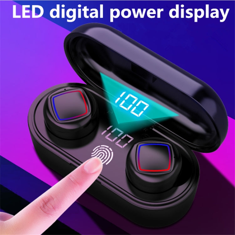TWS Fingerprint Touch Bluetooth Headset LED Battery Display With Charging Bin(Black)