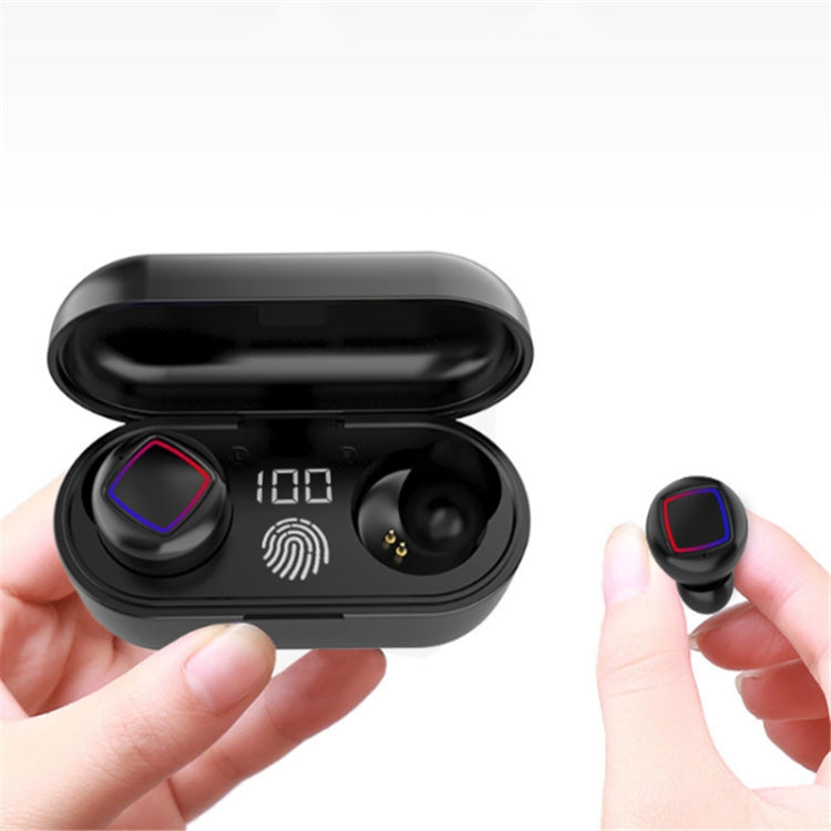 TWS Fingerprint Touch Bluetooth Headset LED Battery Display With Charging Bin(Black)