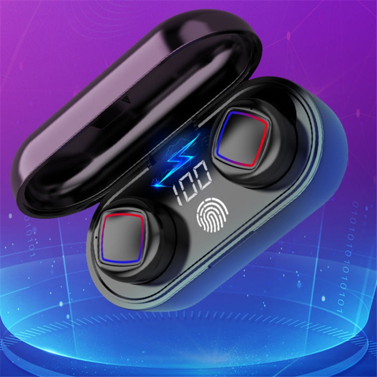 TWS Fingerprint Touch Bluetooth Headset LED Battery Display With Charging Bin(Black) - TWS Earphone by PMC TechLife | Online Shopping South Africa | PMC TechLife