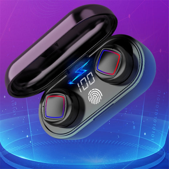 TWS Fingerprint Touch Bluetooth Headset LED Battery Display With Charging Bin(White)