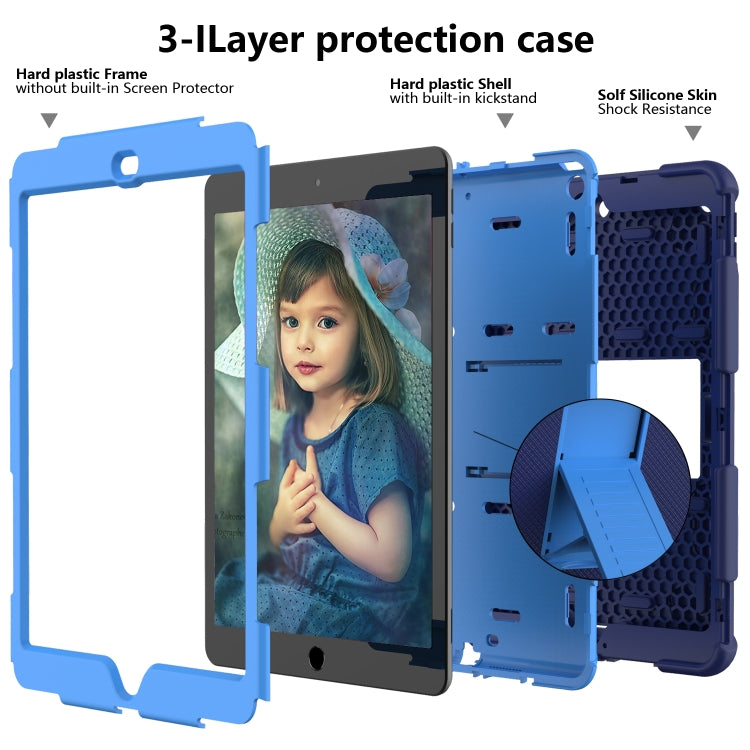 For iPad 10.2 Shockproof Two-Color Silicone Protection Case with Holder & Pen Slot(Dark Blue+Blue) - free shipping - PMC TechLife - Order now!