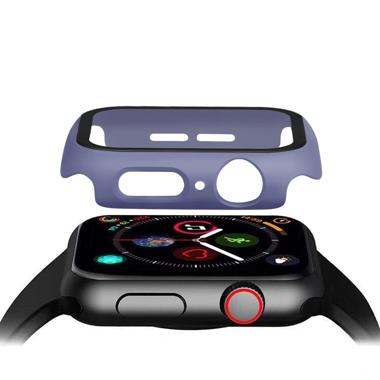 ENKAY Hat-prince Full Coverage PC Case + Tempered Glass Protector for Apple Watch Series 5 / 4 44mm(Blue)