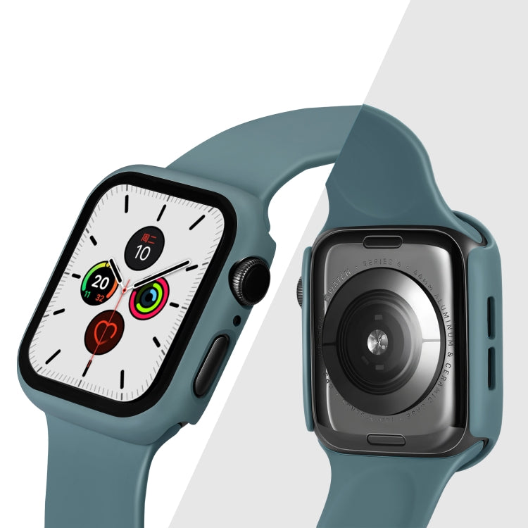 ENKAY Hat-prince Full Coverage PC Case + Tempered Glass Protector for Apple Watch Series 5 / 4 44mm(Green)