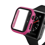 ENKAY Hat-prince Full Coverage PC Case + Tempered Glass Protector for Apple Watch Series 5 / 4 44mm(Rose)