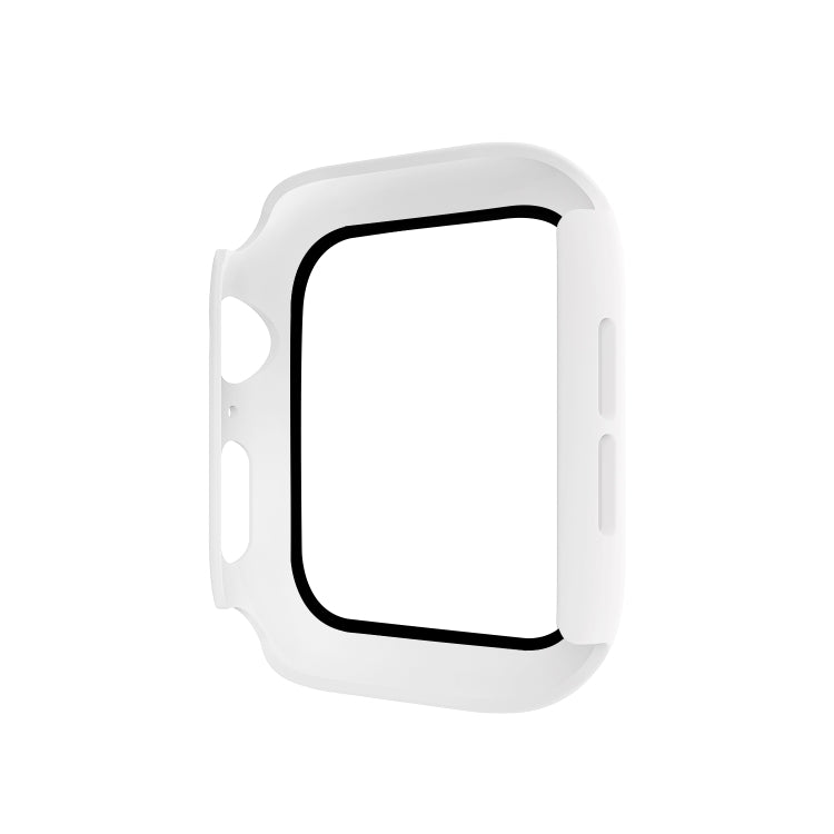 ENKAY Hat-prince Full Coverage PC Case + Tempered Glass Protector for Apple Watch Series 5 / 4 44mm(White) - Watch Cases by ENKAY | Online Shopping South Africa | PMC TechLife | Buy Now Pay Later Mobicred