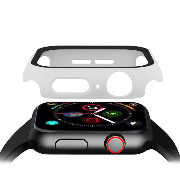 ENKAY Hat-prince Full Coverage PC Case + Tempered Glass Protector for Apple Watch Series 5 / 4 40mm(White)