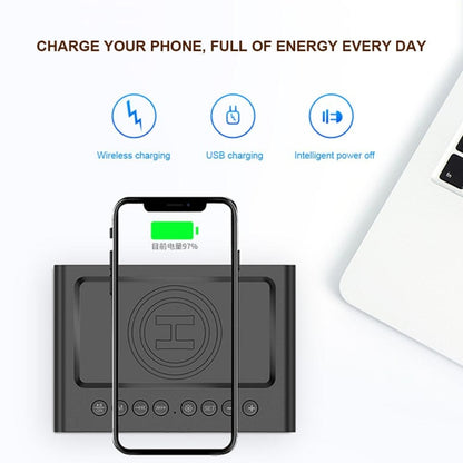AEC BT508 Wireless Charging Bluetooth Speaker LED Alarm Clock Power Bank Three-In-One Speaker - free shipping - PMC Jewellery - Order now!