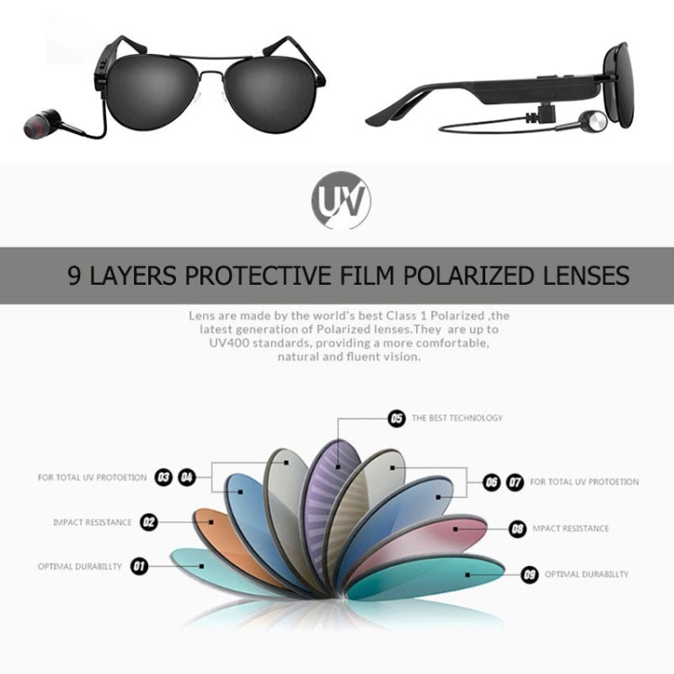 A8 Wireless Earphone Bluetooth Headset Sunglasses Music Headphones Smart Glasses Earbud Hands-free with Mic - Bluetooth Earphone by PMC TechLife | Online Shopping South Africa | PMC TechLife