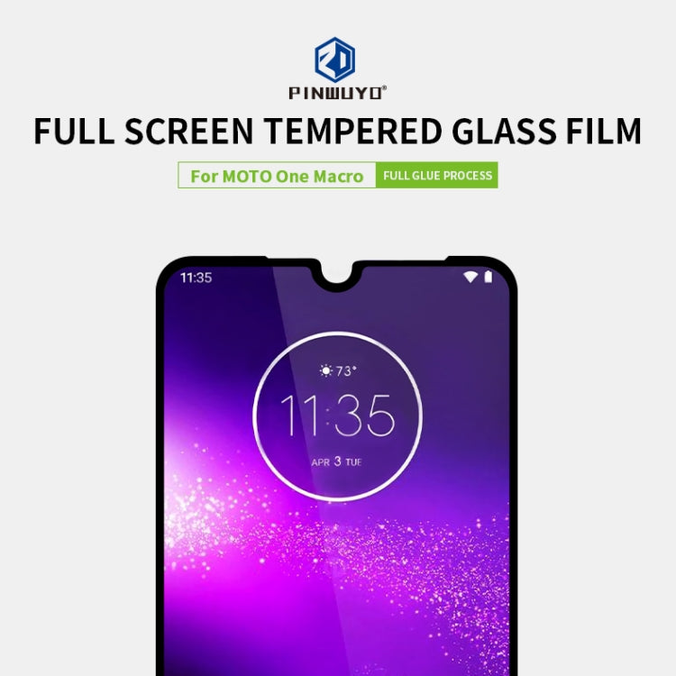 For  MOTO One Macro PINWUYO 9H 2.5D Full Screen Tempered Glass Film(Black) - Motorola Tempered Glass by PINWUYO | Online Shopping South Africa | PMC Jewellery | Buy Now Pay Later Mobicred