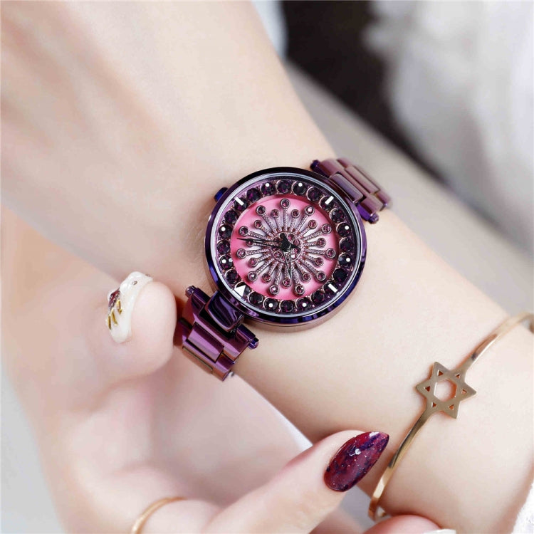 SANDA 1017 Lady Watch All Over The Sky Star 360 Degree Rotating Watch Diamond Steel Band Women Watch(Black) - Alloy Watches by SANDA | Online Shopping South Africa | PMC Jewellery | Buy Now Pay Later Mobicred