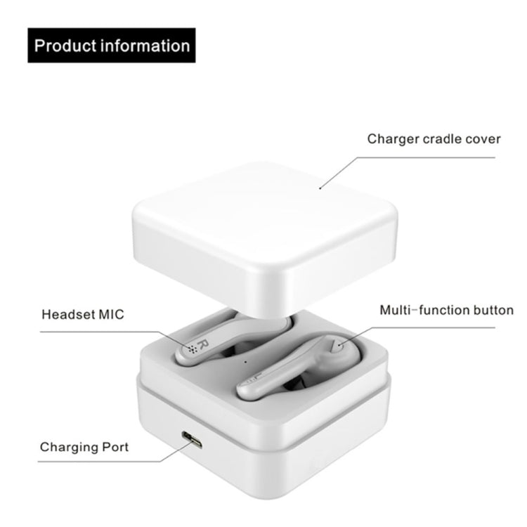 T88 Mini Touch Control Hifi Wireless Bluetooth Earphones TWS Wireless Earbuds with Charger Box(Black)