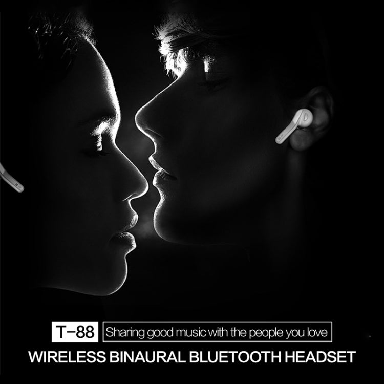 T88 Mini Touch Control Hifi Wireless Bluetooth Earphones TWS Wireless Earbuds with Charger Box(Black)