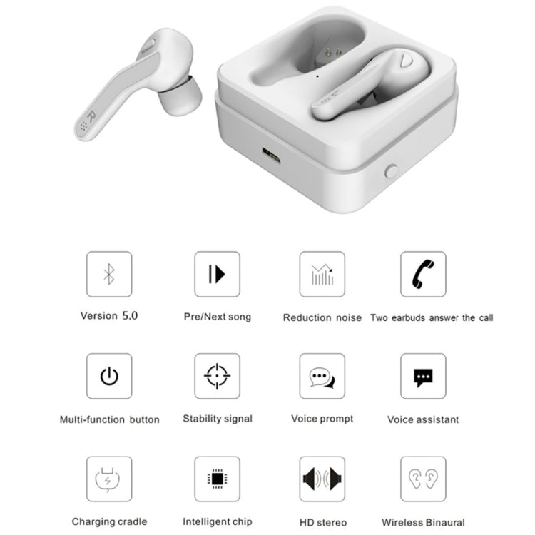 T88 Mini Touch Control Hifi Wireless Bluetooth Earphones TWS Wireless Earbuds with Charger Box(White)