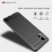 For Galaxy A51 Brushed Texture Carbon Fiber TPU Case(Navy Blue)