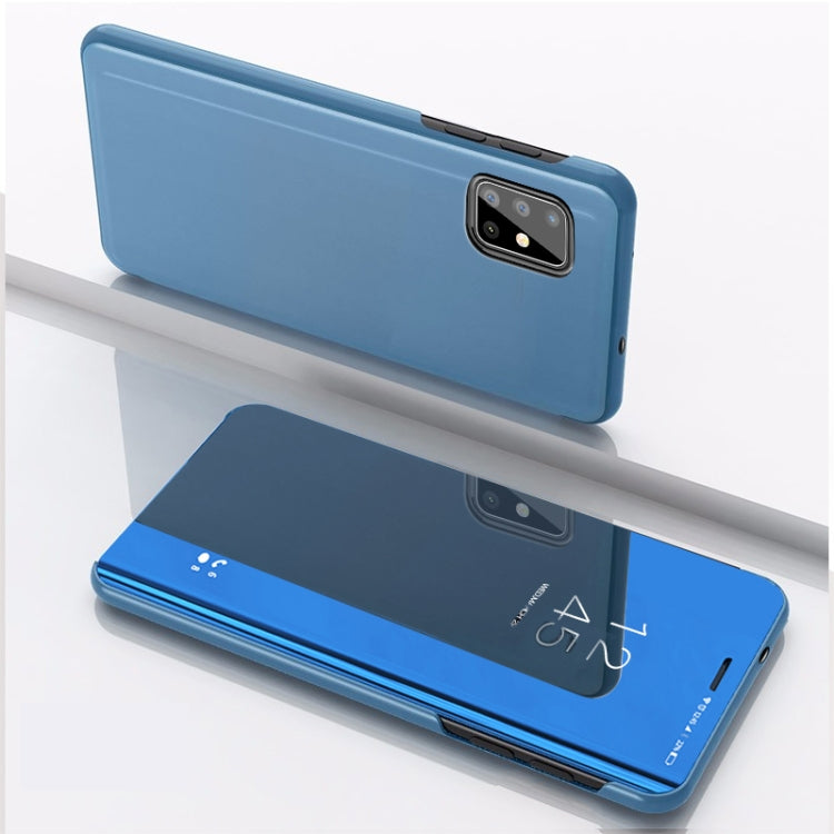 For Galaxy A71 Plated Mirror Horizontal Flip Leather with Stand Mobile Phone Holster(Blue) - Galaxy Phone Cases by PMC TechLife | Online Shopping South Africa | PMC TechLife | Buy Now Pay Later Mobicred