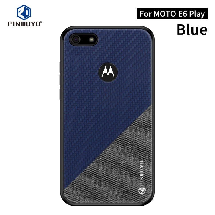 For  Motorola Moto E6 Play PINWUYO Rong Series  Shockproof PC + TPU+ Chemical Fiber Cloth Protective Cover(Blue) - Motorola Cases by PINWUYO | Online Shopping South Africa | PMC Jewellery | Buy Now Pay Later Mobicred