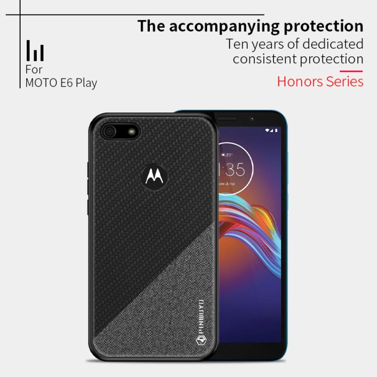 For  Motorola Moto E6 Play PINWUYO Rong Series  Shockproof PC + TPU+ Chemical Fiber Cloth Protective Cover(Blue) - Motorola Cases by PINWUYO | Online Shopping South Africa | PMC Jewellery | Buy Now Pay Later Mobicred