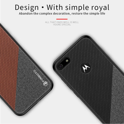 For  Motorola Moto E6 Play PINWUYO Rong Series  Shockproof PC + TPU+ Chemical Fiber Cloth Protective Cover(Blue) - Motorola Cases by PINWUYO | Online Shopping South Africa | PMC Jewellery | Buy Now Pay Later Mobicred