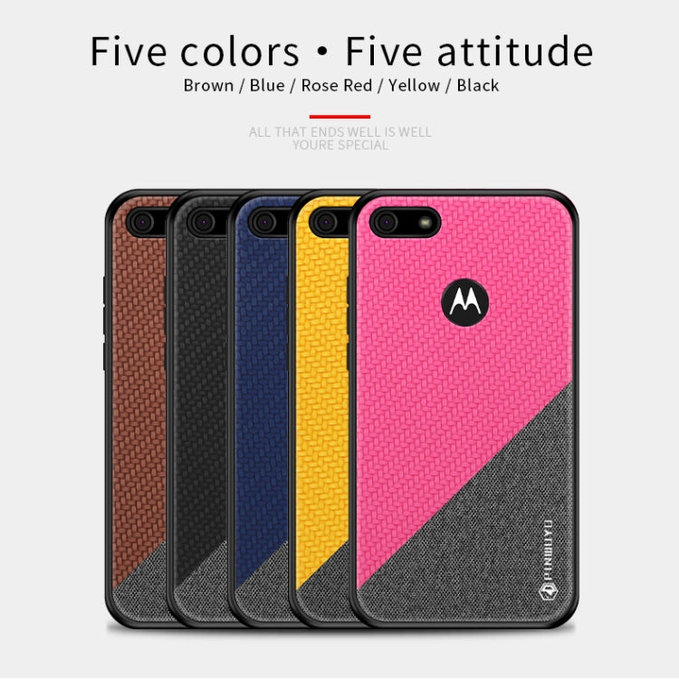 For  Motorola Moto E6 Play PINWUYO Rong Series  Shockproof PC + TPU+ Chemical Fiber Cloth Protective Cover(Blue) - Motorola Cases by PINWUYO | Online Shopping South Africa | PMC Jewellery | Buy Now Pay Later Mobicred