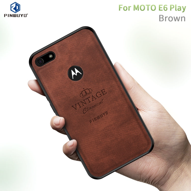 For  Motorola Moto E6 Play PINWUYO Zun Series PC + TPU + Skin Waterproof And Anti-fall All-inclusive Protective Shell(Brown) - Motorola Cases by PINWUYO | Online Shopping South Africa | PMC Jewellery | Buy Now Pay Later Mobicred