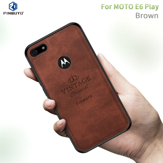 For  Motorola Moto E6 Play PINWUYO Zun Series PC + TPU + Skin Waterproof And Anti-fall All-inclusive Protective Shell(Brown) - Motorola Cases by PINWUYO | Online Shopping South Africa | PMC Jewellery | Buy Now Pay Later Mobicred