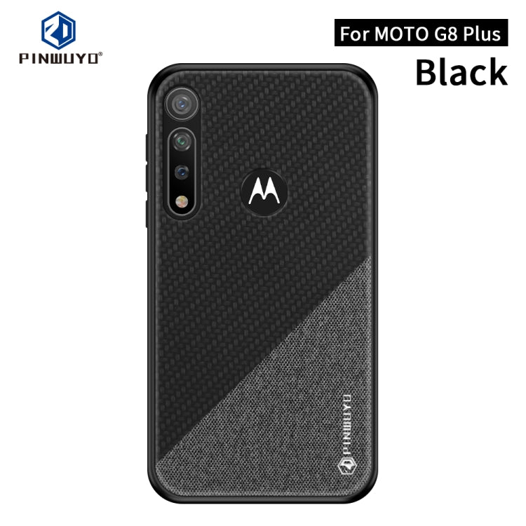 For MOTO G8 Plus PINWUYO Rong Series  Shockproof PC + TPU+ Chemical Fiber Cloth Protective Cover(Black) - free shipping - PMC TechLife - Order now!