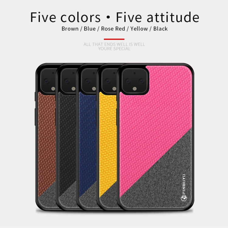 For Google Pixel4 XL PINWUYO Rong Series  Shockproof PC + TPU+ Chemical Fiber Cloth Protective Cover(Yellow) - Google Cases by PINWUYO | Online Shopping South Africa | PMC TechLife | Buy Now Pay Later Mobicred