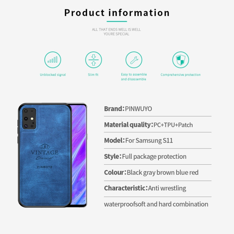 For Galaxy S20+ PINWUYO Zun Series PC + TPU + Skin Waterproof Anti-fall All-inclusive Protective Case(Blue) - Galaxy Phone Cases by PINWUYO | Online Shopping South Africa | PMC TechLife | Buy Now Pay Later Mobicred