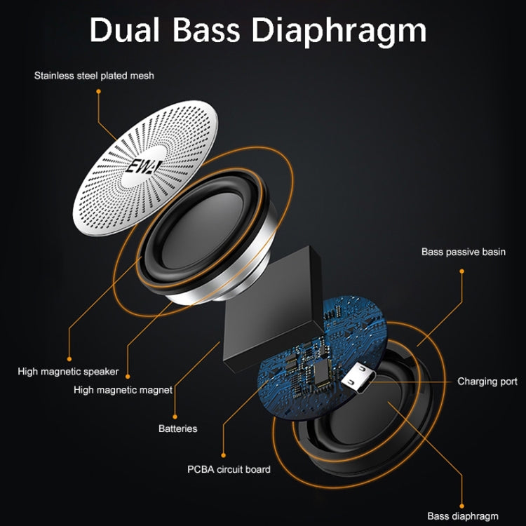 EWA A103 Portable Bluetooth Speaker Wireless Heavy Bass Bomm Box Subwoofer Phone Call Surround Sound Bluetooth Shower Speaker(Rose Gold) - free shipping - PMC Jewellery - Order now!