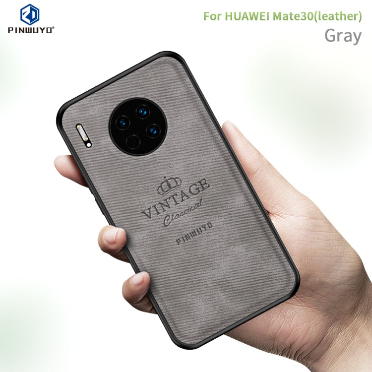For Huawei Mate 30 5G (Leather) PINWUYO Zun Series PC + TPU + Skin Waterproof Anti-fall All-inclusive Protective Case(Gray) - free shipping - PMC TechLife - Order now!
