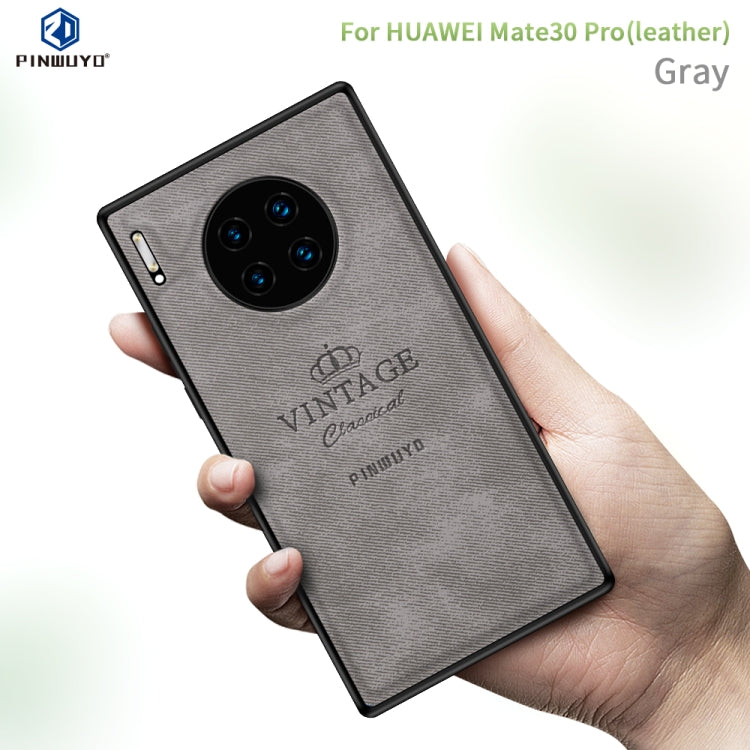 For Huawei Mate 30 Pro 5G (Leather) PINWUYO Zun Series PC + TPU + Skin Water-resistant Anti-fall All-inclusive Protective Case(Gray) - Huawei Cases by PINWUYO | Online Shopping South Africa | PMC TechLife | Buy Now Pay Later Mobicred