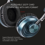 VJ083 Folding Wireless Headset Bluetooth Competitive Game Music Sports Plug Cartoon Wireless Headset(Green)