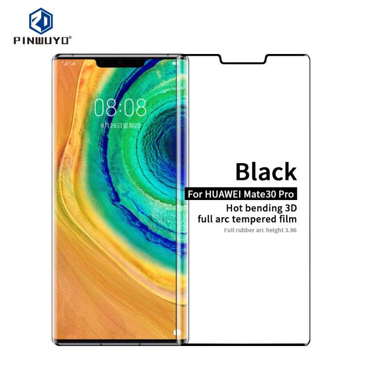 For Huawei Mate 30 Pro PINWUYO Full Glue Full Arc Version Arc Height 3.96mm 9H 3D Hot Bending Tempered Glass Film(Black) - free shipping - PMC TechLife - Order now!