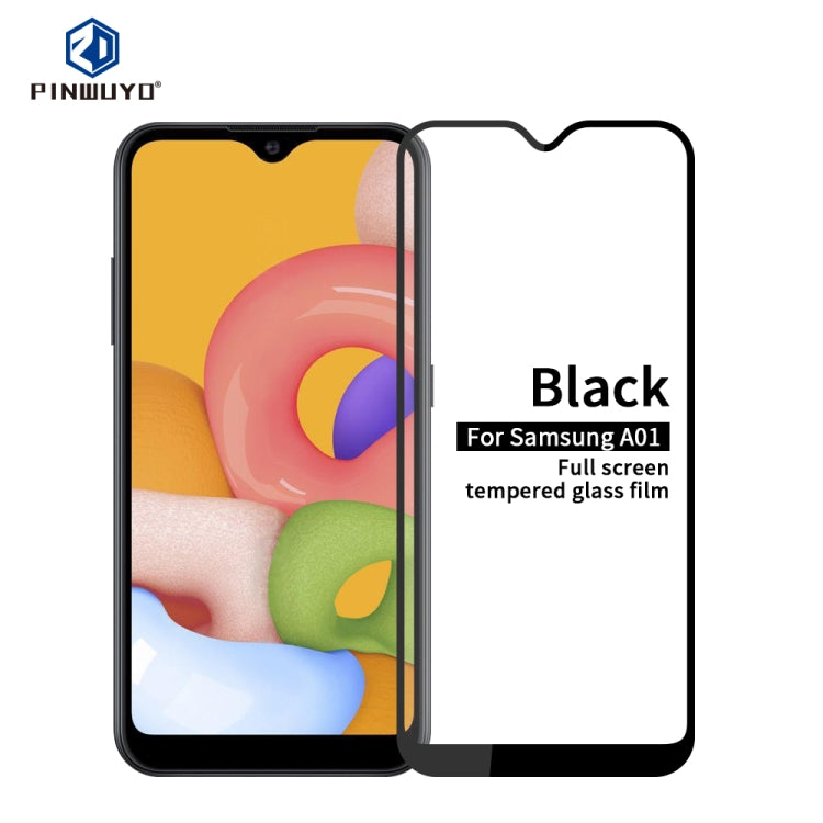 For Galaxy A01 PINWUYO 9H 2.5D Full Screen Tempered Glass Film(Black) - Galaxy Tempered Glass by PINWUYO | Online Shopping South Africa | PMC TechLife | Buy Now Pay Later Mobicred