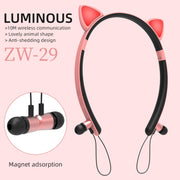 ZW29 Cat Ear Stereo Sound HIFI Fashion Outdoor Portable Sports Wireless  Bluetooth Headset with Mic & LED Light Glowing(Pink)