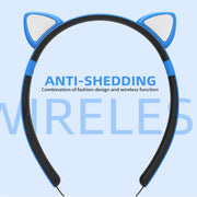 ZW29 Cat Ear Stereo Sound HIFI Fashion Outdoor Portable Sports Wireless  Bluetooth Headset with Mic & LED Light Glowing(Blue)