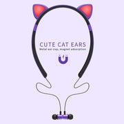 ZW29 Cat Ear Stereo Sound HIFI Fashion Outdoor Portable Sports Wireless  Bluetooth Headset with Mic & LED Light Glowing(Blue)