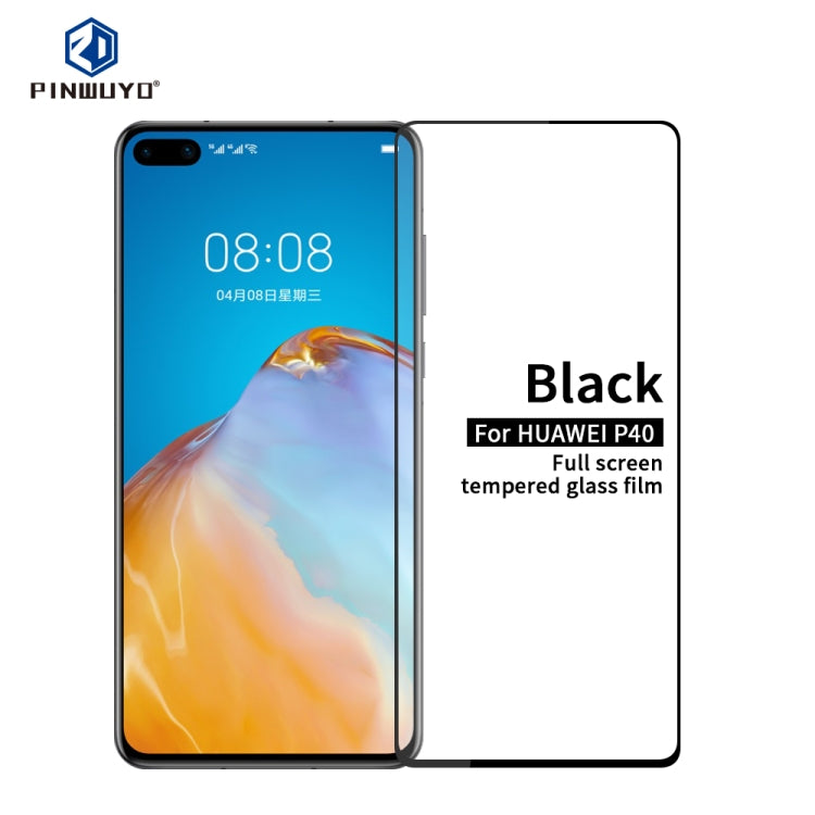 For Huawei P40 PINWUYO 9H 2.5D Full Screen Tempered Glass Film(Black) - Huawei Tempered Glass by PINWUYO | Online Shopping South Africa | PMC TechLife | Buy Now Pay Later Mobicred
